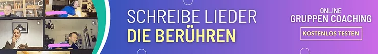 Schreibe Lieder die Berühren, Banner für Songwriting Coachign